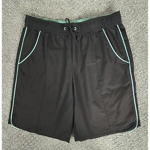 Made For Life Bermuda Shorts -Women's MED- Black Green Piping Elastic Waist